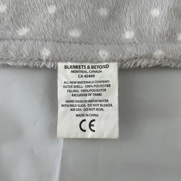 Blankets & Beyond Teddy Bear Grey White Polka Dot Lovey Blanket Pacifier Holder - Picture 7 of 7